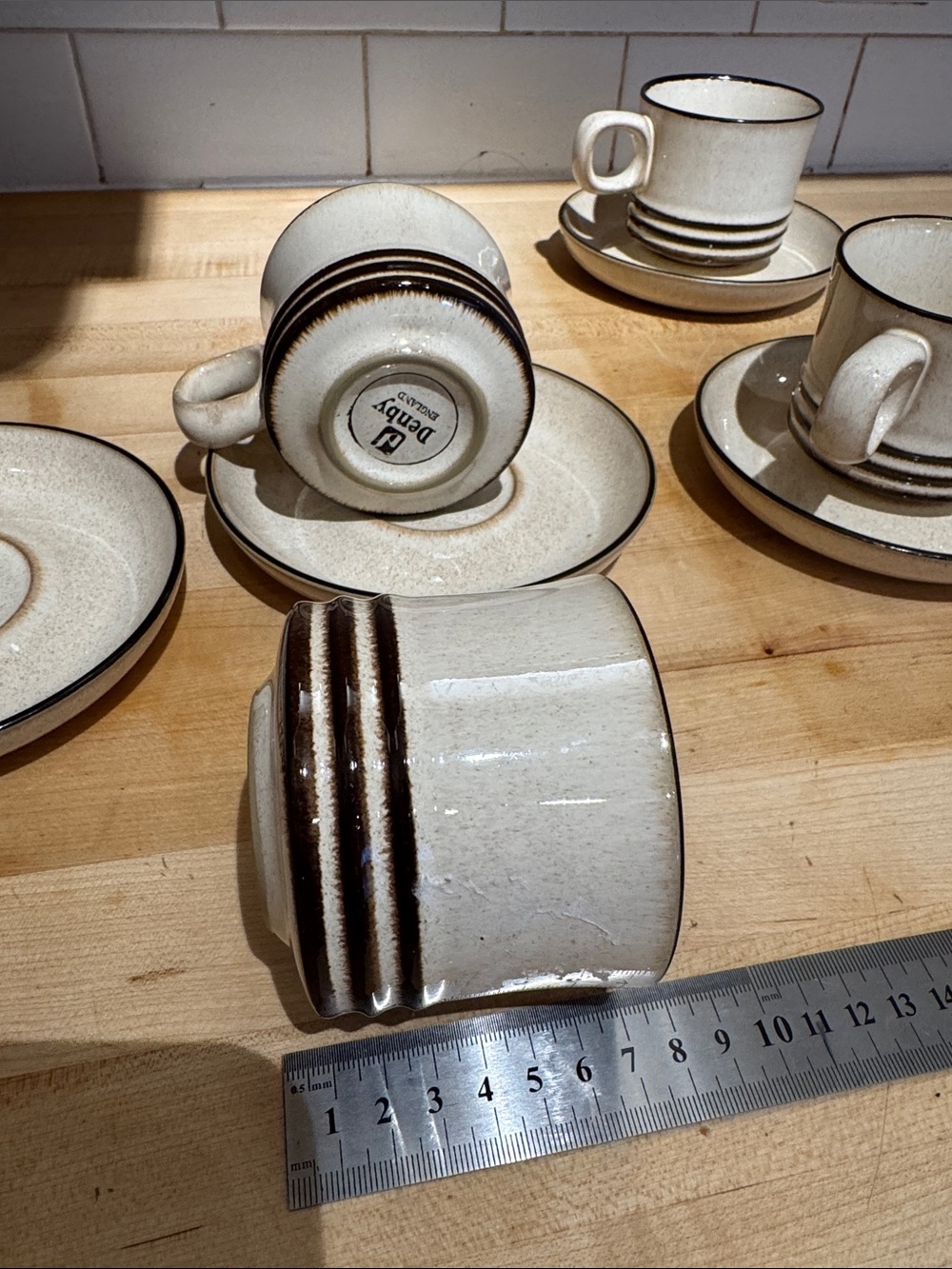Denby Stoneware cups and saucers, set of 4, "Sahara" pattern, handmade England - Picture 4 of 8